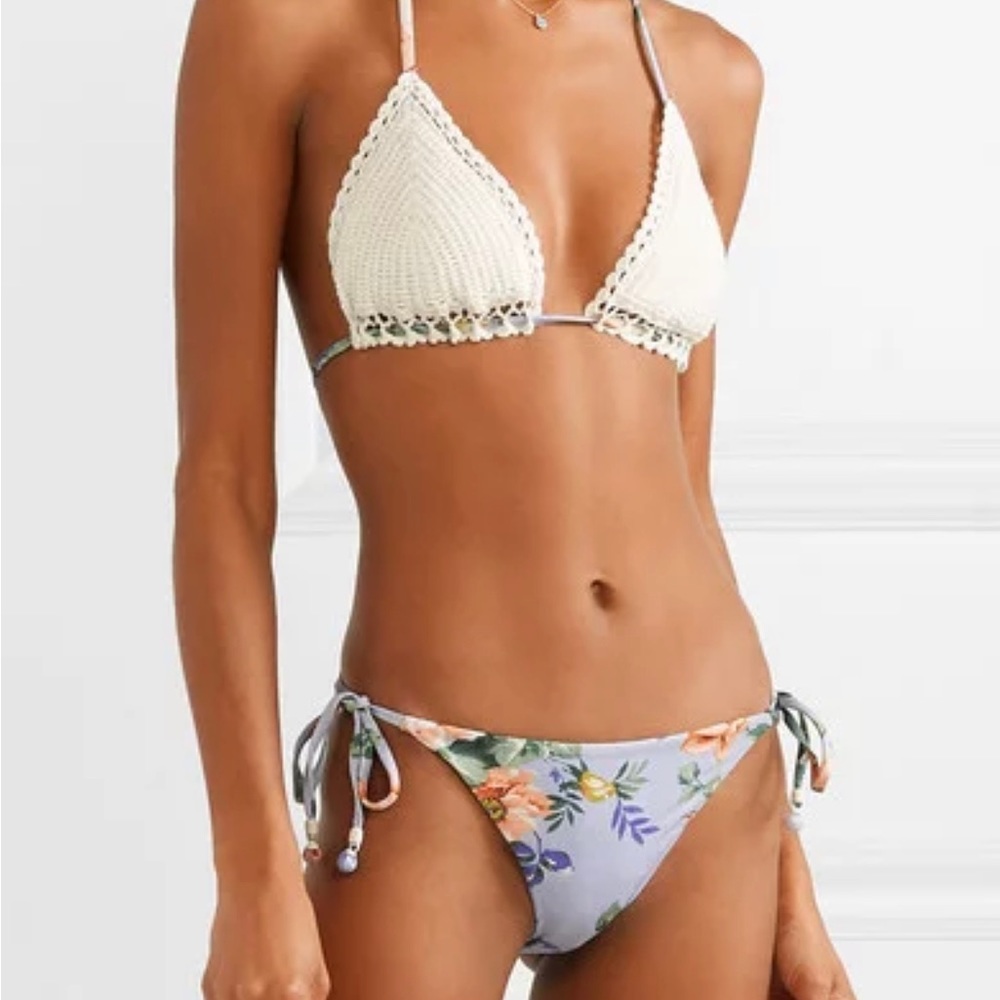 Zimmerman Crochet And Floral Print Triangle Bikini